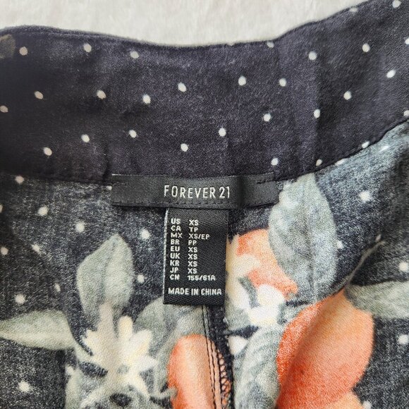 Forever 21 Two Piece Set Orange Fruit Crop Top Wide Leg Pant Black Boho Dot XS M - Picture 9 of 16